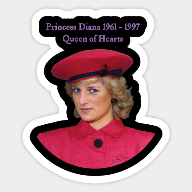 British Royalty Princess Diana Queen Of Hearts Portrait Sticker by Art2Wear